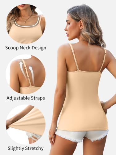 Image of V FOR CITY Unpadded Tank Top for Women with Shelf Bra Cotton Camis 3 Pack