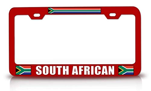 Custom Brother - South African Country with Flag Metal Car SUV Truck License Plate Frame Red u20