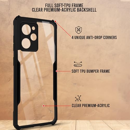 Image of Jkobi Back Case Cover for Poco X5 Pro 5G (Shockproof with Polycarbonate Clear Panel | Professional Black)