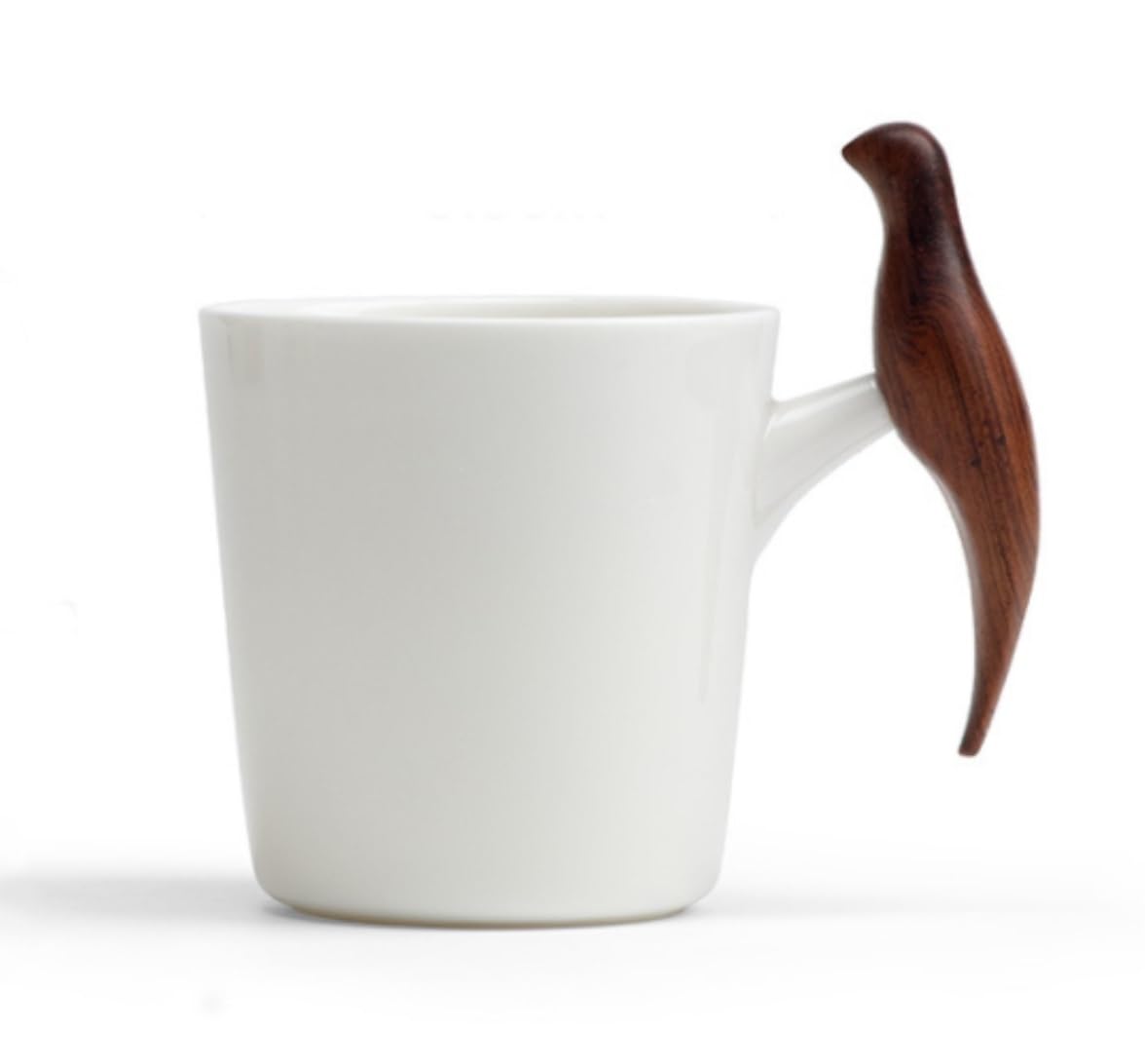 Tazas de Té Tazas Desayuno Tazas Taza De Café De Cerámica Blanca Novedosa Con Mango De Madera En Forma De Pájaro Taza De Té De Cerámica Vasos Para Beber Para Parejas Tazas Tazas de Cafe ( Color : B ,