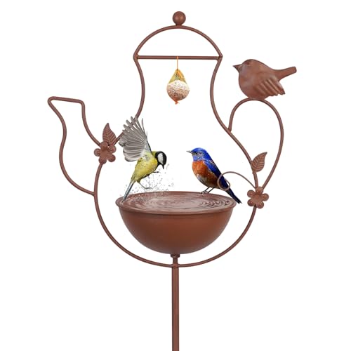 GHIAKQYT Abbeveratoio per uccelli, per uccelli e uccelli, in posizione verticale, per uccelli su asta da giardino, abbeveratoio...