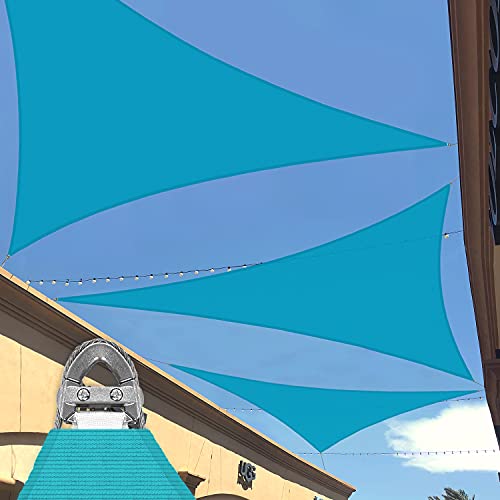 Patio Paradise 20' x 20' x 20' Turquoise Sun Shade Sail Super Ring Triangle Shade Canopy Outdoor Patio Cover Awning- 260 GSM Heavy Duty Fabric - Metal Wire Reinforcement- Customized