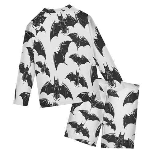 Flying Bat Boys Swimsuit Rash Guard Toddler Kids Long Sleeve Swim Shirt and Trunks Swimwear Set 3-10Y2