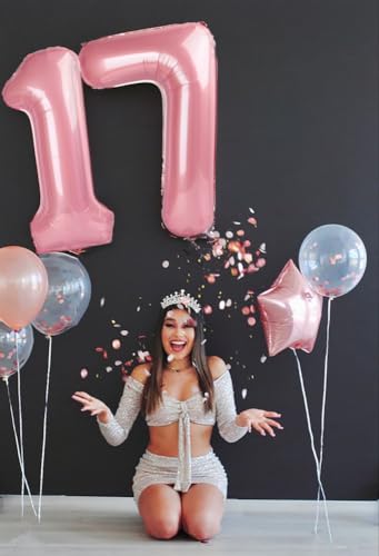 Image of 7 Balloon Numbers Birthday Decorations, 40In Pearl Pink Balloons for Party | Eye-catching Appearance, Perfect Decorative Centerpieces, Convenient Self-sealing Structure, Widely for Various Occasions