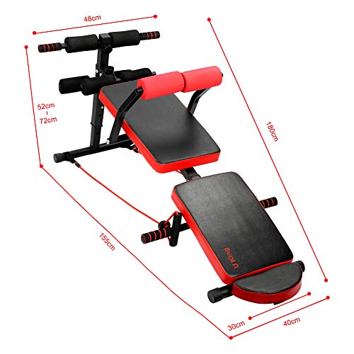 U'King Adjustable Sit-ups Bench - Foldable Workout AB Bench for Home Gym, Incline/Decline Perfect for Bench Press,Weight, Leg Lifts, Full Body Fitness red