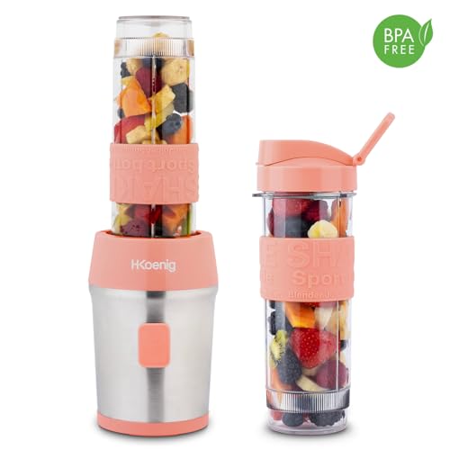 H.Koenig Mini Blender Transportable Compact 570mL SMOO10 sans BPA Puissant Mixeur à Smoothie 2 Bouteilles Portables 4 Lames en INOX 2 gourdes avec couvercles de Voyage incluses - vue 2