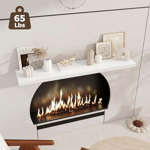Image of Fun Memories 12 Deep Floating Shelves for Wall, 55W x 12D Extra Large Floating Shelves Set of 2, Hanging Wood Wall Shelves for Living Room, Kitchen, Bedroom, Farmhouse, Laundry Room, Office - White