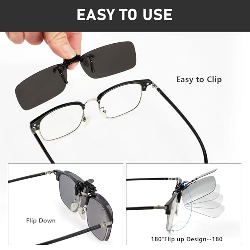 Image of Hifot Clip on Sunglasses 4 Pack,Polarized Lens Fit Over Prescription Glasses,Flip up Rimless Sunglasses