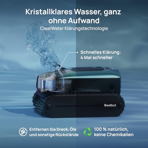 Beatbot AquaSense 2 Pro Poolroboter Set mit Klärmittel-Satz, Poolsauger Design für Reinigung Boden, Wand, Oberflächen und klärt Wasser, Schwebt nach Reinigung auf Wasseroberfläche – Bild 6
