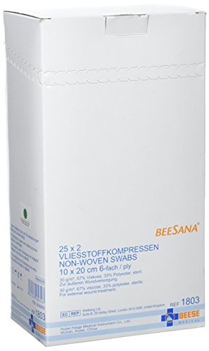 Meditrade 1803 Beesana - Compresse in tessuto non tessuto, sterili, 6 scomparti, 30 g, 10 x 20 cm, confezione da 2 (50 pezzi)