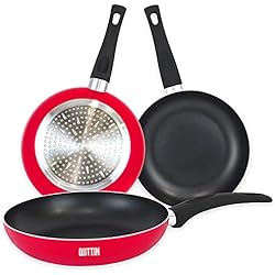 Sartenes Infinity Quttin - Sartén Antiadherente de inducción Infinity con Mango. Para todo tipo de cocinas. Aluminio Forjado Doble Capa. Resistente Duradera Tortilla de patatas. Rojo Sarten Grande 26 cm