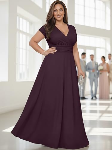 Image of KOH KOH Womens 2026 Sexy Cap Short Sleeve V-Neck Flowy Cocktail Gown