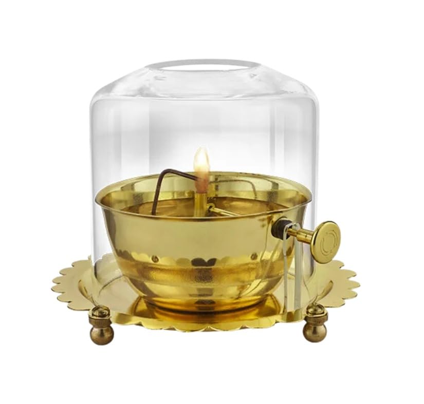 NK Handicraft Brass Akhand Jyoth Diya with Glass Chimney Deep Golden with Wick Lifting Screw Lever Pooja Item for Diwali Navratri Home Decoration ( 6inch) (B0DJBMLRT6) Amazon Price History, Amazon Price Tracker