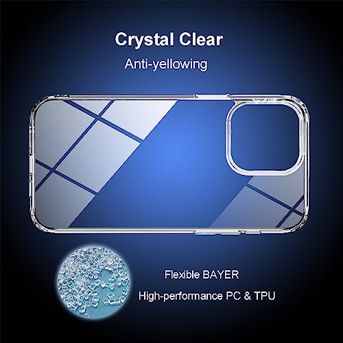 TENOC Phone Case Compatible with iPhone 12 & iPhone 12 Pro, Clear Case Anti-Yellowing Protective Bumper Hard Back Cover for 6.1 Inch