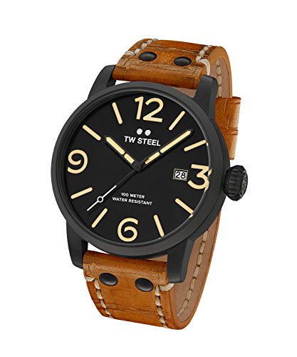 TW Steel Mixte Analogique Quartz Montre avec Bracelet en Cuir MS31