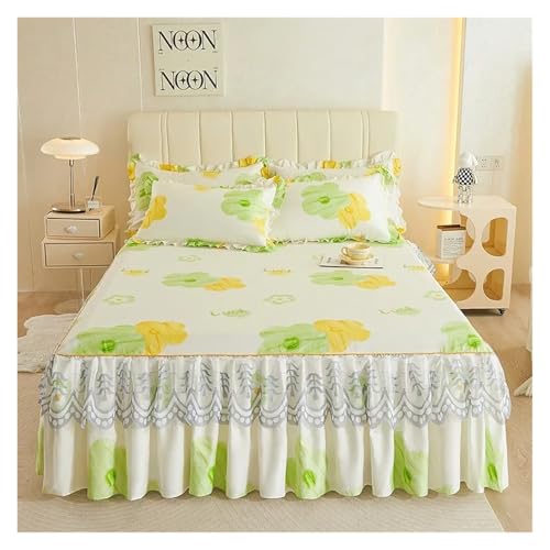 Falda de cama de encaje para dormitorios acogedores con funda de colchón suave 4