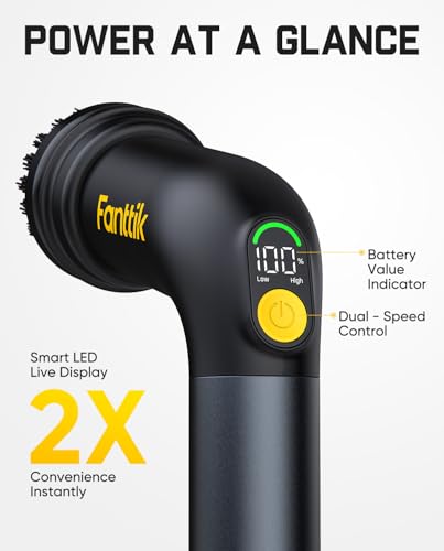 Fanttik G9 Handy Cordless Electric Spin Scrubber w/ 5 Brush Heads & LED Display - image 5