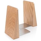 DRELIFAM Sujetalibros de roble rojo resistentes hechos a mano para estantes, grande)