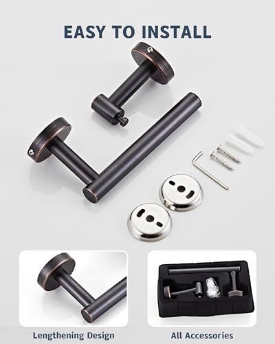 Image of RARXTR Bronze Toilet Paper Holder SUS304 Stainless Steel Double Post Pivoting Toilet Paper Roll Holder Wall Mounted Toilet Tissue Holder for Commercial Bathroom RV Oil Rubbed Bronze