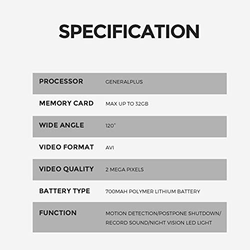 YJYQ Registratore per Moto,512 MB,120 °700MA,AVA