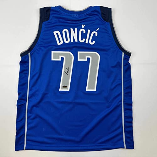 Facsimile Autographed Luka Doncic Dallas Blue Reprint Laser Auto Basketball Jersey Size Men's XL