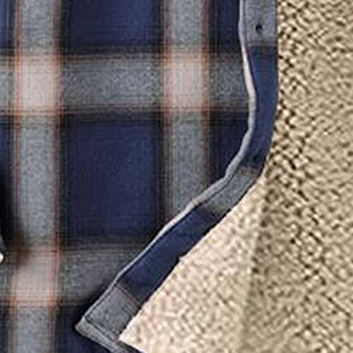 Herren Thermohemd mit Reißverschluss Flanelljacke Karo Jacke Kariert Flanellhemd Karohemd Fleece Gefüttert Winterjacke Gepolsterter Trachtenhemd Innenfutter Holzfällerhemd