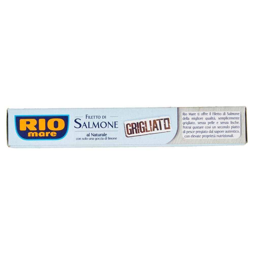 Rio Mare Filetto di Salmone Grigliato al Naturale con una goccia di limone Filete de salmón a la parrilla con una gota de limón 125 g rico en Omega 3