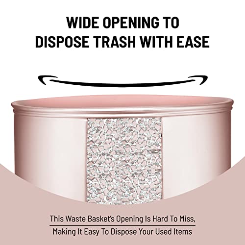 Zahari Home Sinatra Waste Basket Decorative Beautiful Designs Bathroom Bedroom Living Room Decor, Blush