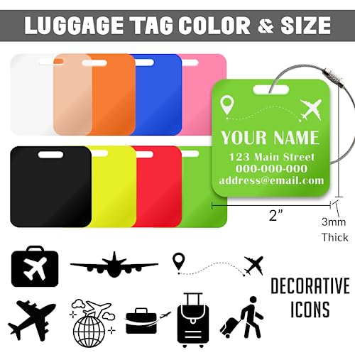 Image of Custom Luggage Tag Personalized Engraved Acrylic Tags for Luggage Bags Backpacks Travel Accessories-2 inchx2 inch-1 PCS