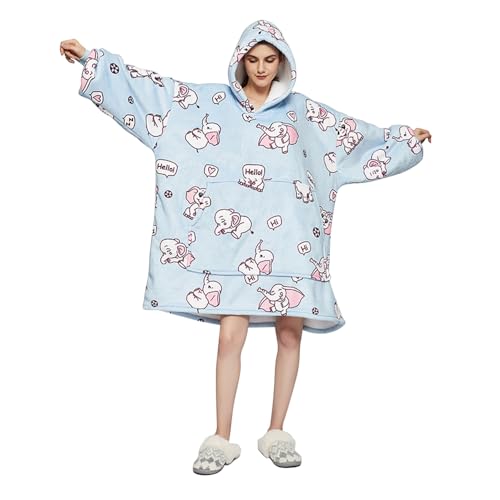 Sedefen Plaid Couverture Polaire avec Manches,Sweat-Shirt à Capuche avec Poches Portables,Confortable Flanelle Douverture TV Femme Homme,Hiver Chaud Sherpa...