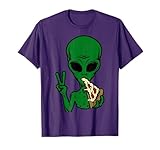 Alien Pizza Eating Peace Funny Space Area-51 Halloween Gift T-Shirt
