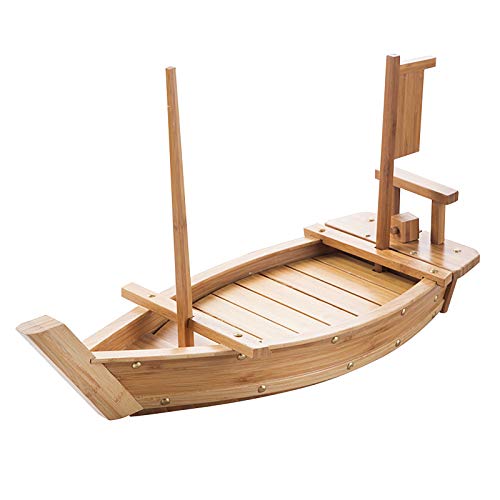 Bateau à sushis en bois carbonisé de 70 cm pour présentation japonaise