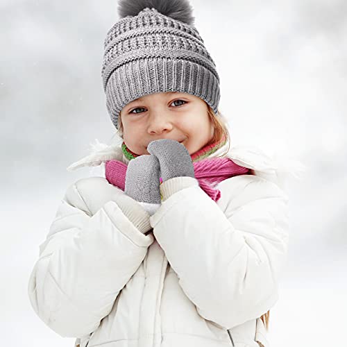 2 Sets Toddler Hats And Gloves Fleece Lined Beanie Babies Girl Toddler Beanie Boy Hat With Winter Warm Mittens Thick (Gray And Black,1-3 Years) #TOP4