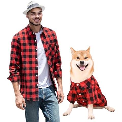 Harbyel Dog Shirts Plaid Dog Shirt Dog Clothes for Small Medium Large Dogs Owner and Pet Shirts are Sold Separately Cover