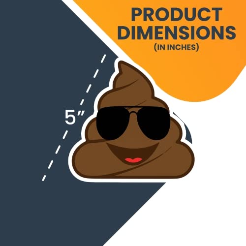Image of Magnet Me Up Poop Emoticon with Sunglasses Magnet Decal, 5 Inch, Cute Self-Expression Decorative Magnet for Car, Truck, SUV, Or Any Other Magnetic Surface