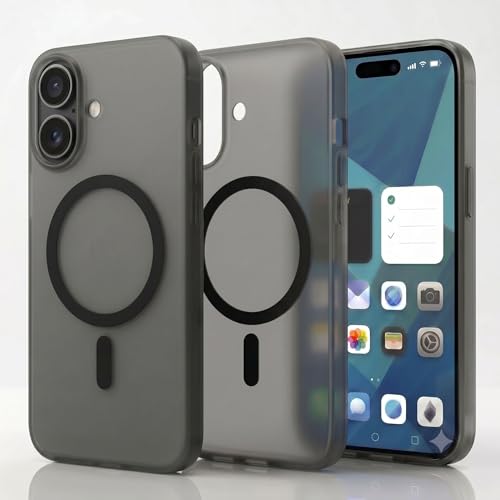 Image of amazon basics Luxury Paper Thin Case Cover for iPhone 17 | Matte Finish | Compatible with magsafe | (Black, iPhone 17)