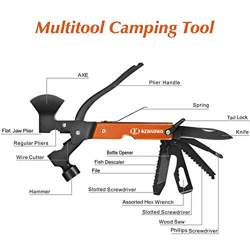 Multitool Camping Tool,Upgraded 16 in 1 Camping Gear Multitools with Axe Hammer Plier Knife Set for Camping Hiking Outdoor Survival Gear Kit,Multipurpose Tool Gadgets Gifts for Men Women - Thumbnail 7