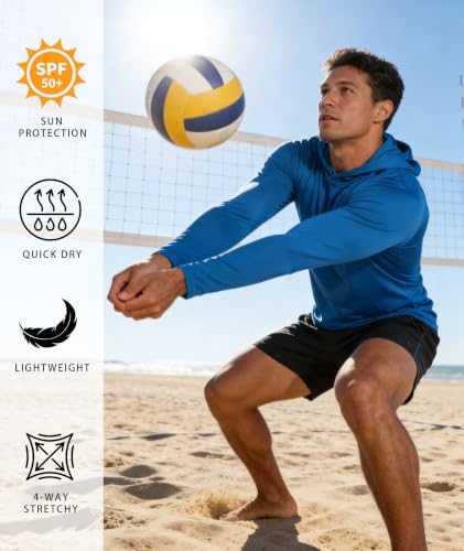 Image of Hoodies for Men UPF 50+ Sun Protection Fishing Shirts Long Sleeve Lightweight Rash Guard Shirt UV SPF Sweatshirt