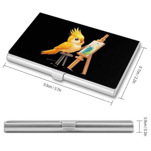 Cockatiel Artist Bird Business Card Case Pocket Card Holder Slim Card Wallet for Men Women2