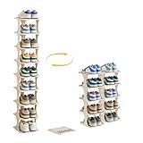 UFORU Vertical Shoe Rack 9 Tier Adjustable Shoe Organizer Small Shoe Shelf for Closet, Narrow Entryway, or Bedroom Easy to Assemble and Disassemble Holds Up to 10 Pairs of Shoes (White)