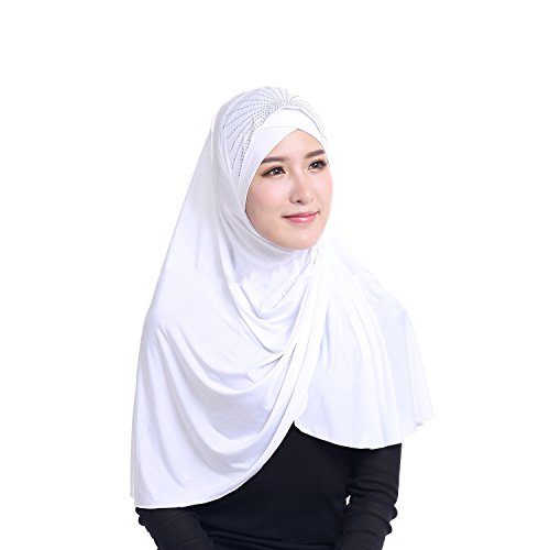 JINTN Hijab Femme Musulmane en Soie de Glace Voile Islamique Turban Echarpe Long Châle Femme Musulmane Turban Foulard Voilée Châle Islamique Bonnet Respirant Voile Enfilable