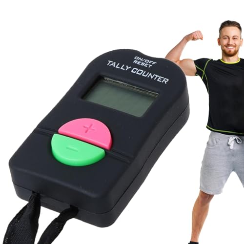 Contador de clics, Contador de clics Digital para Deportes,Clicker Contador de Mano electrónico con cordón | Contador de Suma y resta de Personas, Contador de Cuenta portátil para Hombres