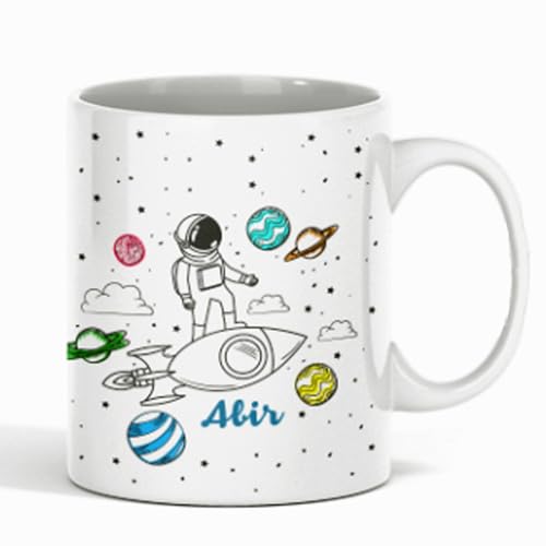 Image of Name Printed Coffee Mug with Astronaut Design - Customized Cup for Gift, Personalized Coffee Cup for Gift, Coffee Mug for Kids, Customised Coffee Mug with Name, Unique Printed Mug - 350 ML