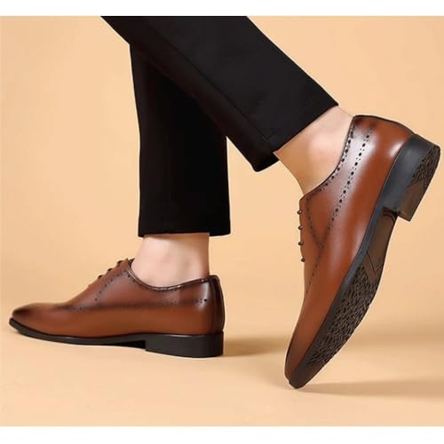 Men's Lace Up Brogue Dress Shoes Large Size Autumn Casual Business Genuine Leather Oxford Wedding Footwear3