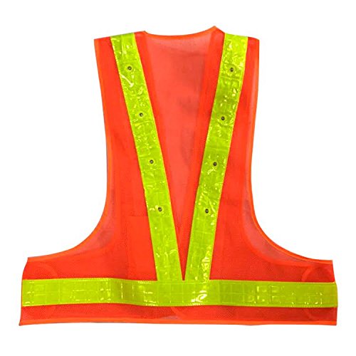 AdirPro LED Light Safety Vest with Reflective Stripes - Orange