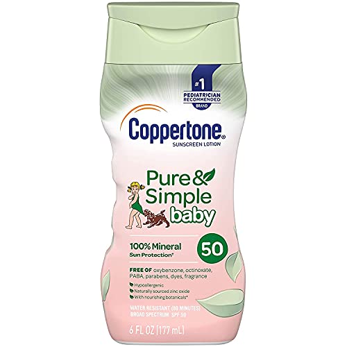 Coppertone Waterbabies - Pure & Simple Baby Mineral Based SPF 50 Lotion, 6 Oz (CT00623)