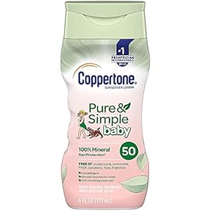 Coppertone Waterbabies – Pure & Simple Baby Mineral Based SPF 50 Lotion, 6 Oz (CT00623)
