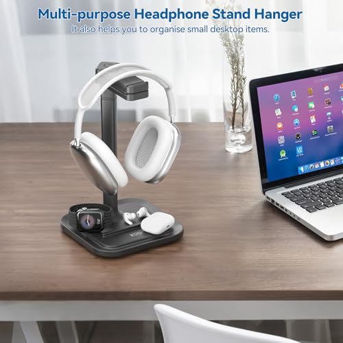KDD Dual Headphone Stand for Desk - Rotatable Headset Hanger with Phone Holder - Removable Non-Slip Base for Gamers Desktop Accessories - Image 4