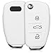 kwmobile Funda de Silicona Compatible con Audi Llave de Coche Plegable de 3 Botones - Carcasa Suave de Silicona - Case Mando de Auto Blanco