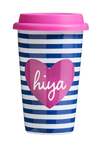 Premier Hiya Isotherme Eco Tasse de Voyage avec Couvercle en Porcelaine, en Silicone ROSE/330 ML
